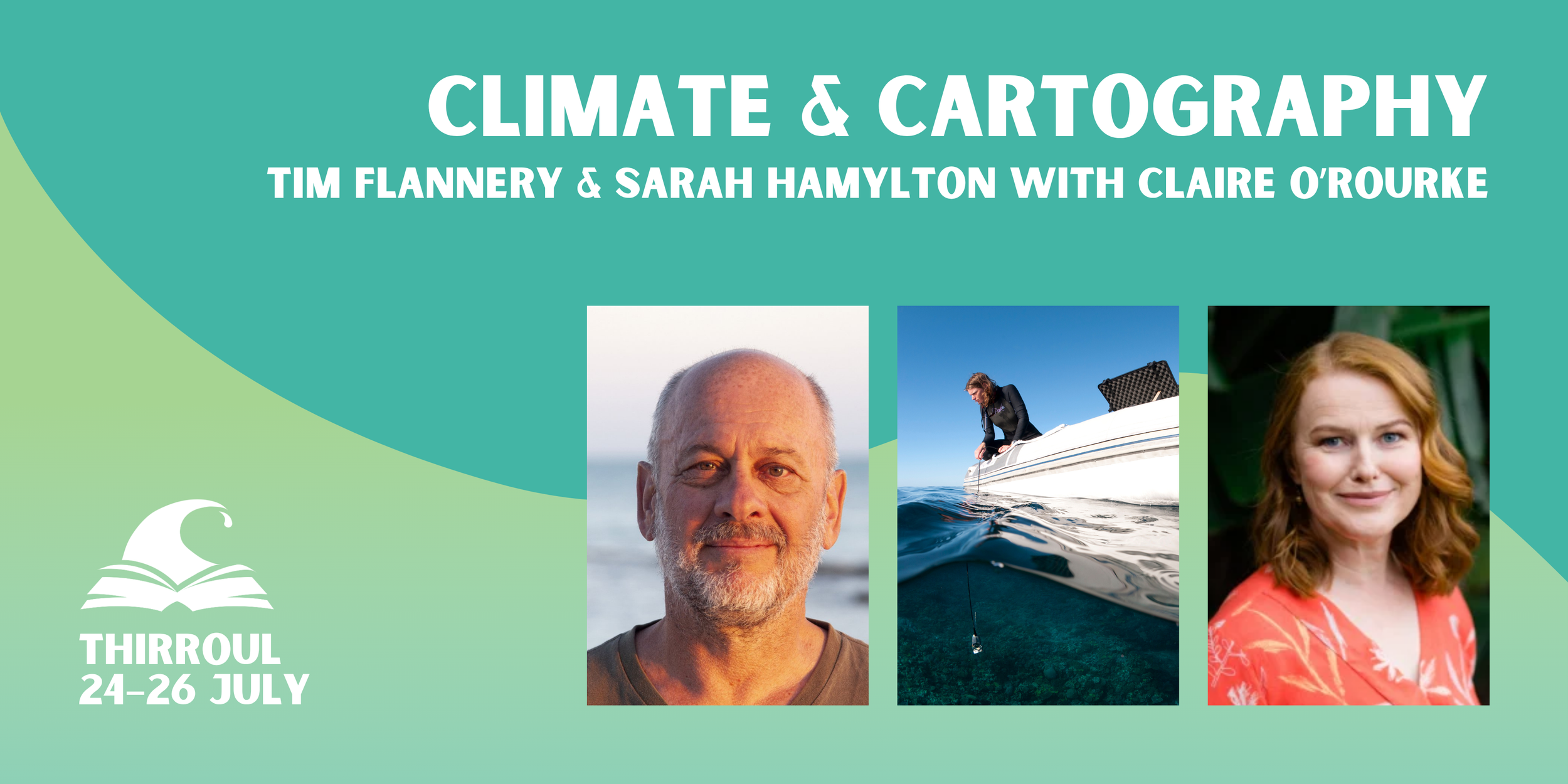 Climate and Cartography banner featuring three author headshots