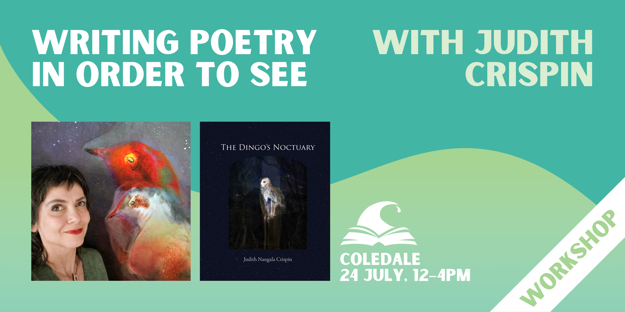 Writing Poetry In Order to See banner, featuring author and book image