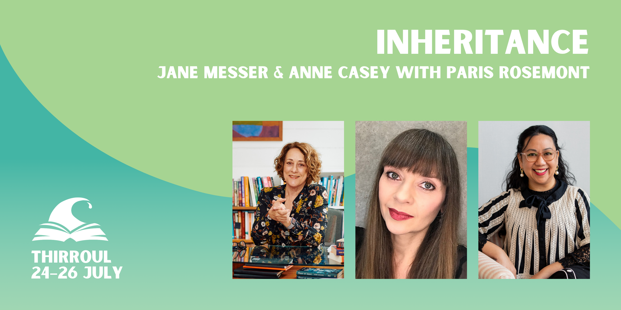 Inheritance banner featuring three author headshots