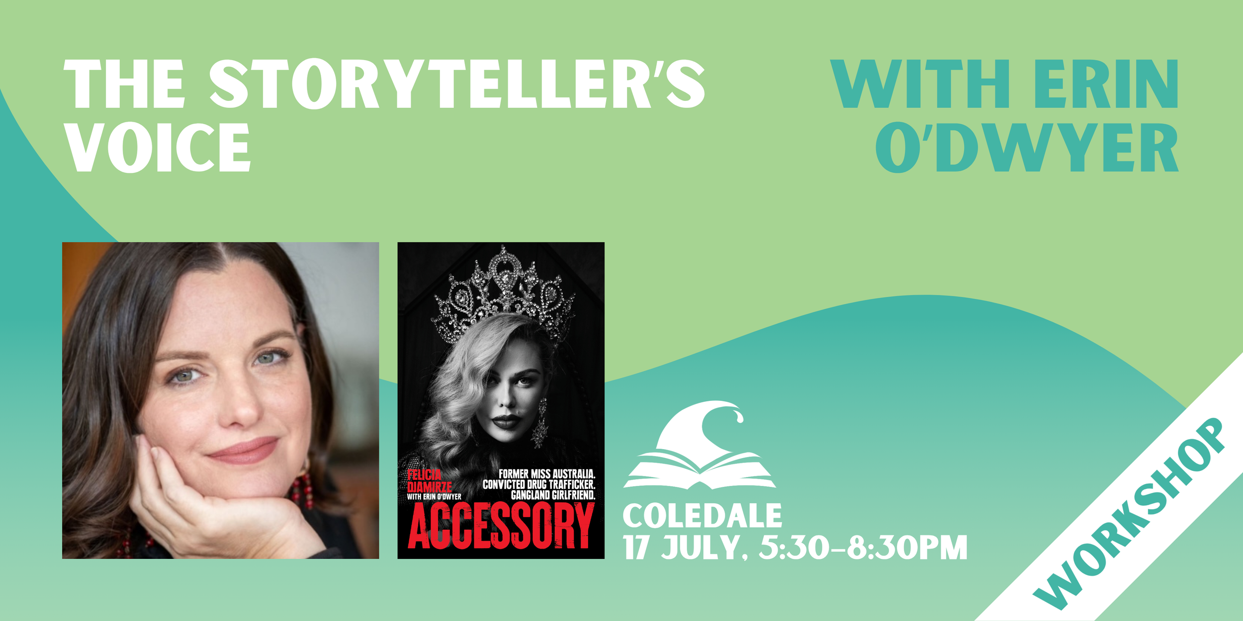 The Storyteller's Voice featuring author headshot and book cover