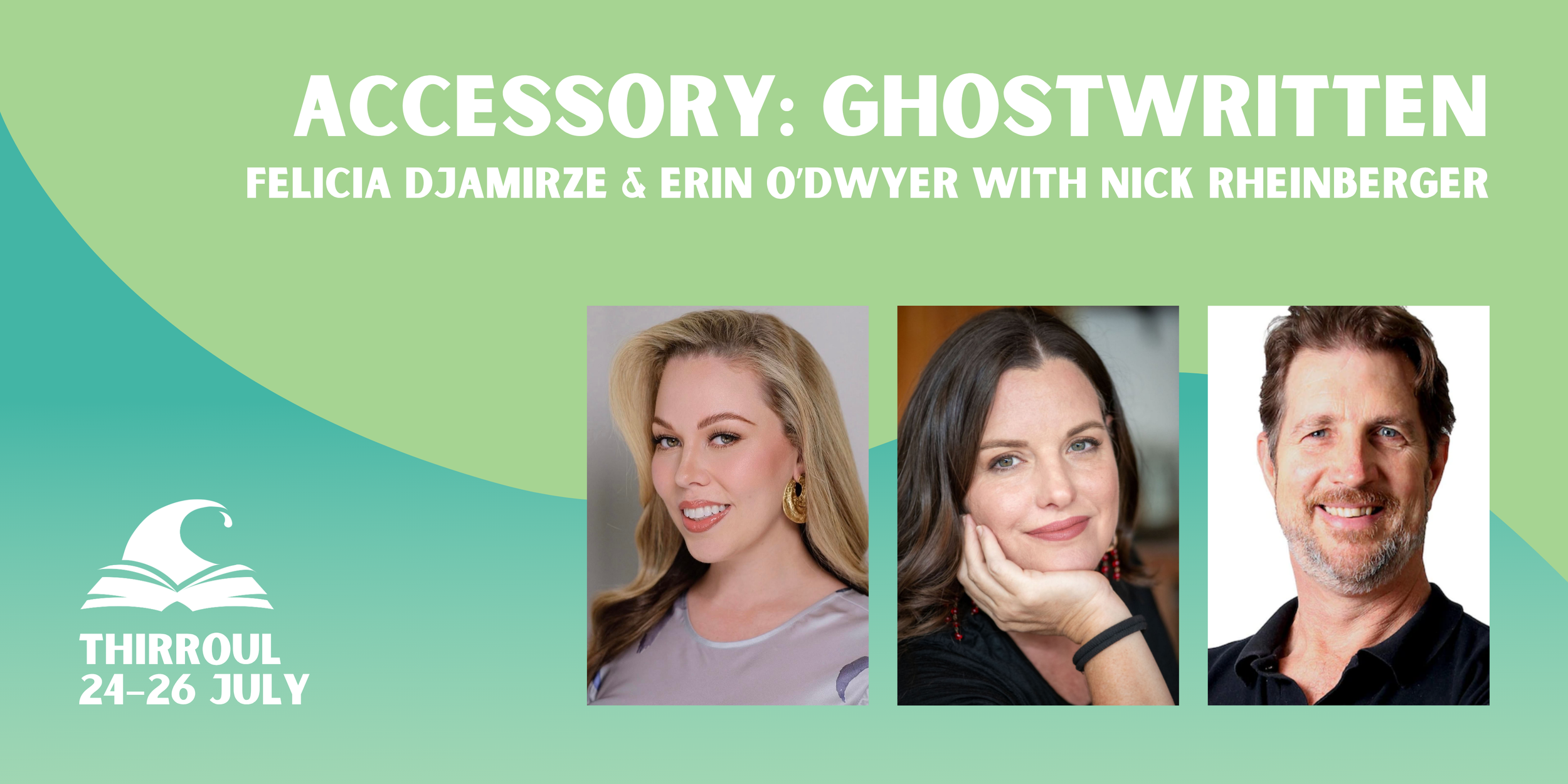 Accessory: Ghostwritten banner featuring three author headshots