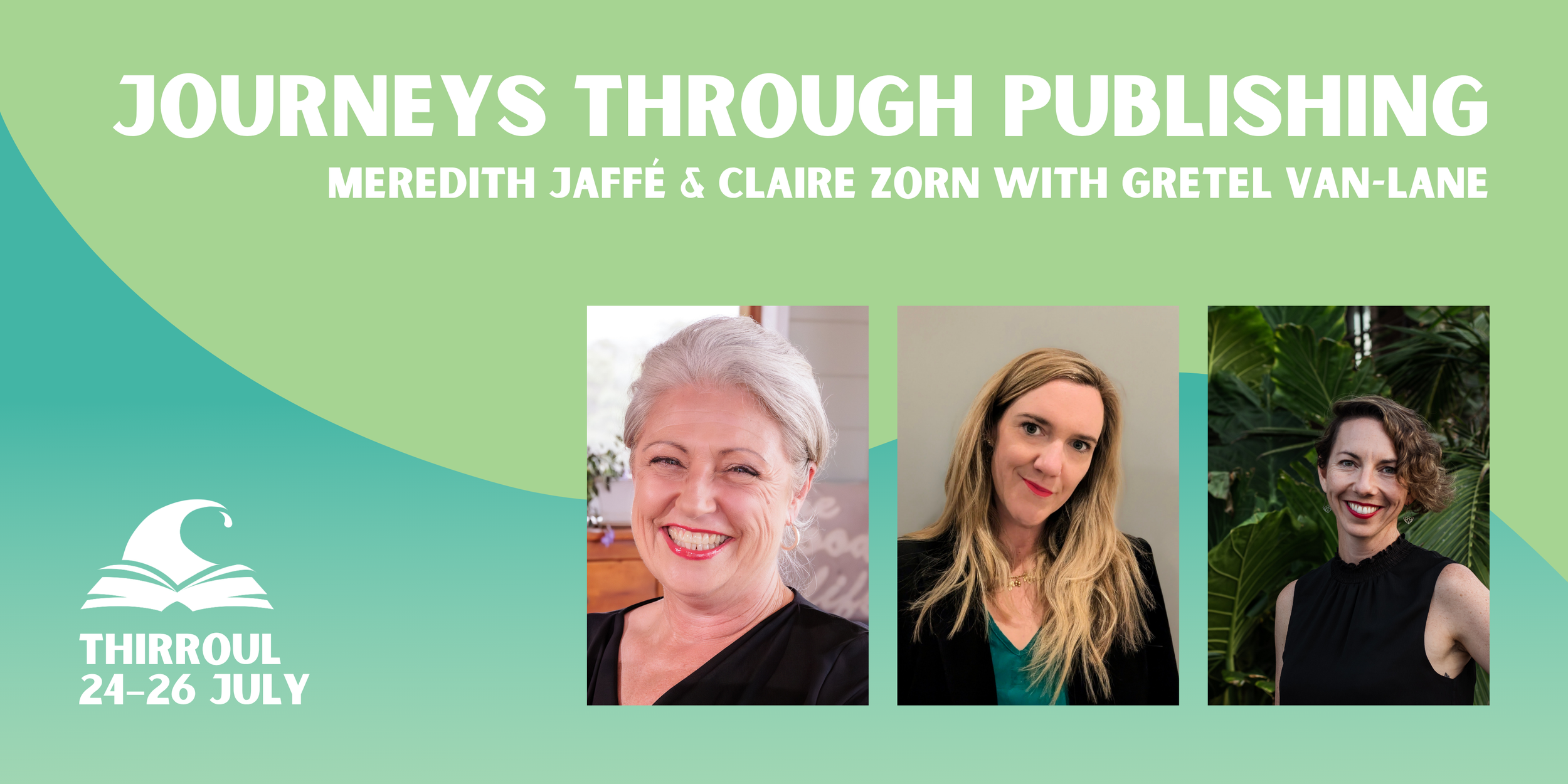 Journeys through Publishing banner featuring three author headshots