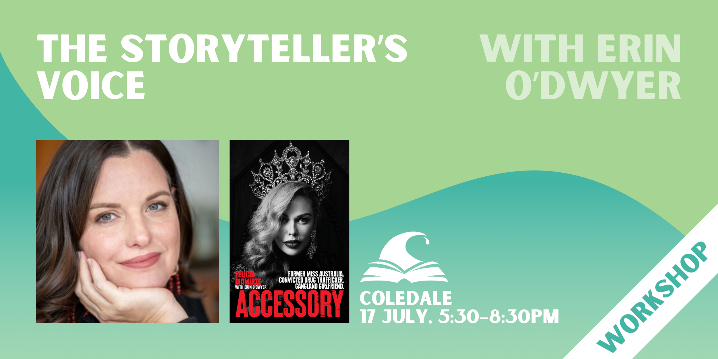 The Storyteller's Voice featuring author headshot and book cover