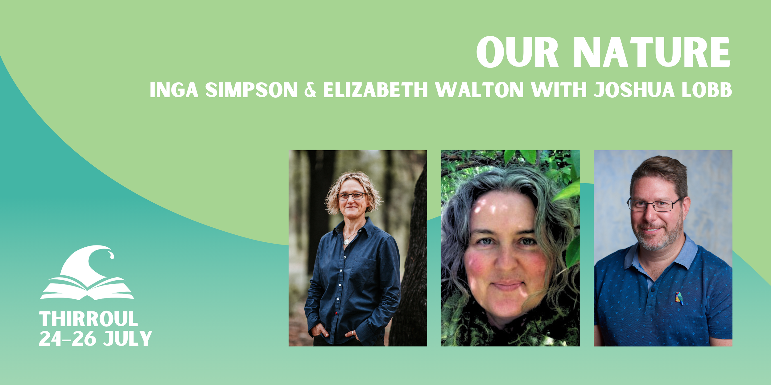 Our Nature banner featuring three author headshots