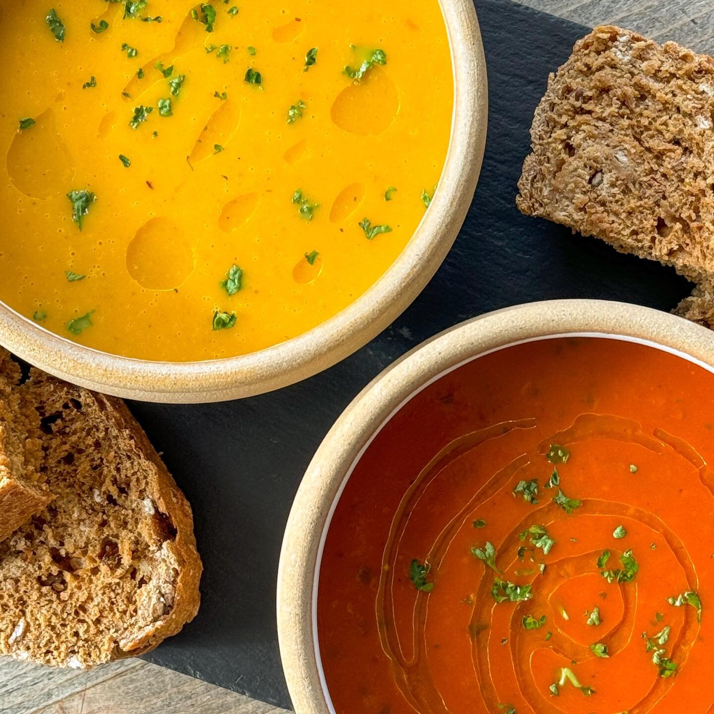 This week&rsquo;s soup specials are curried squash and tomato &amp; basil. Our soups come with home baked malthouse loaf or you can choose a sandwich, sausage roll or bacon roll.  #soup #squash #tomato #specials #finzean #farmshop