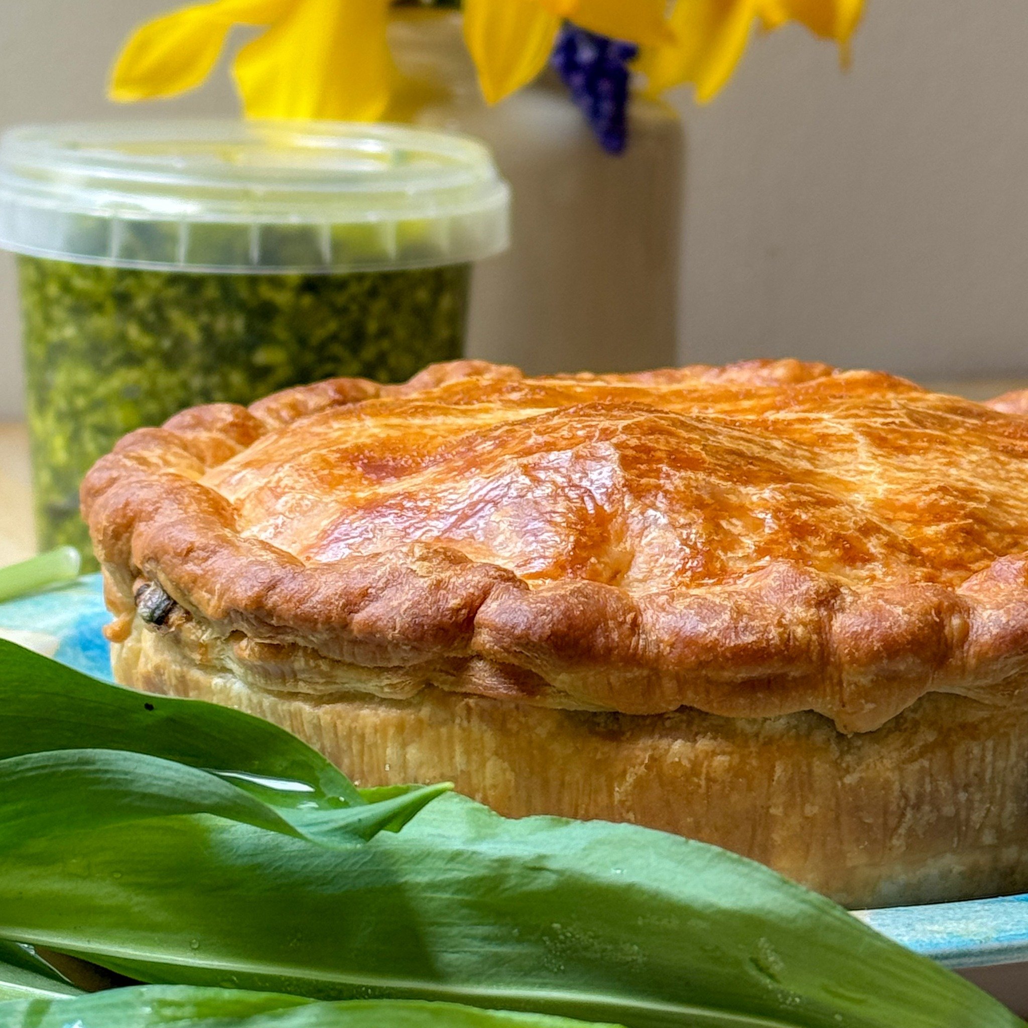 Despite the weather, Spring is definitely here at Finzean Farm Shop and Tearoom with the latest homemade dishes from our kitchen:  Wild Garlic Pesto, and our  Wild Garlic, Feta and Spinach Pie.

Enjoy the freshness of our Wild Garlic Pesto, made with