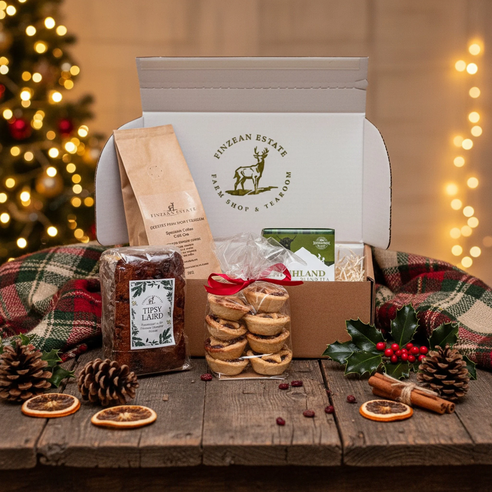 Looking for the perfect festive gift or a little seasonal treat? Our Mini Hampers are a lovely way to enjoy a selection of local favourites from Finzean.

The Coffee, Tea and Treats Mini Hamper is ideal for cosy moments. It includes Finzean Farm Shop
