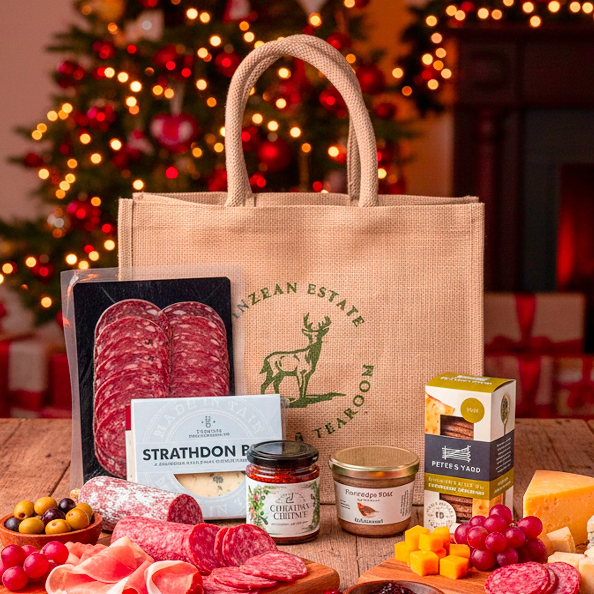 Looking for an easy but impressive option for entertaining or gifting? Our Charcuterie in a Bag has everything you need for a delicious spread, all packed into a reusable Finzean jute bag.

Inside you&rsquo;ll find artisan p&acirc;t&eacute;, cured me