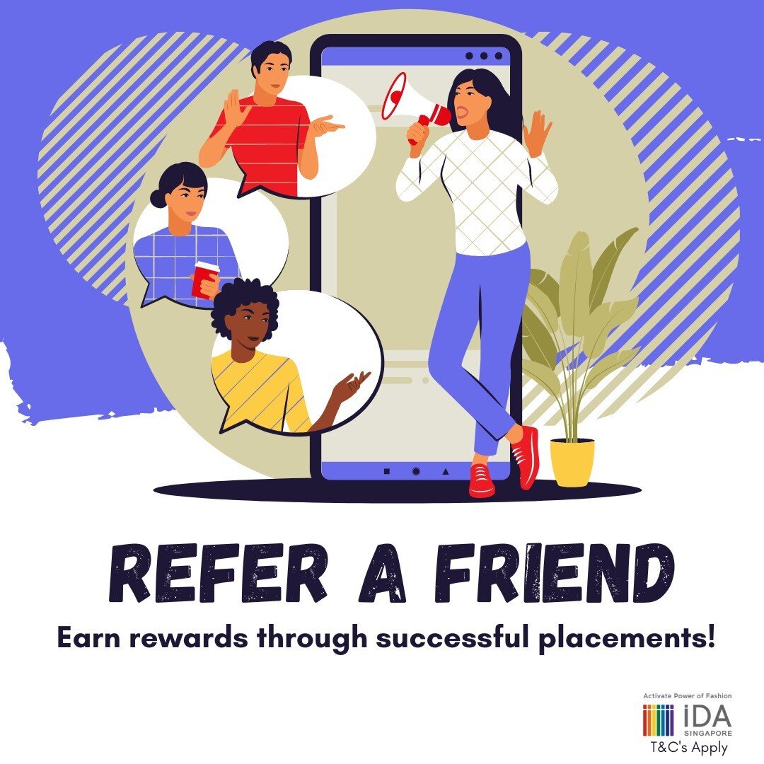 Know any parties interested in retail fashion and beauty? Refer them to us and earn rewards when they are successfully placed by iDA&rsquo;SG ! 
Learn more link in bio!
#wmSingapore #idasg #referafriend #retailjobs #fashion #beauty #rewards #jobplace