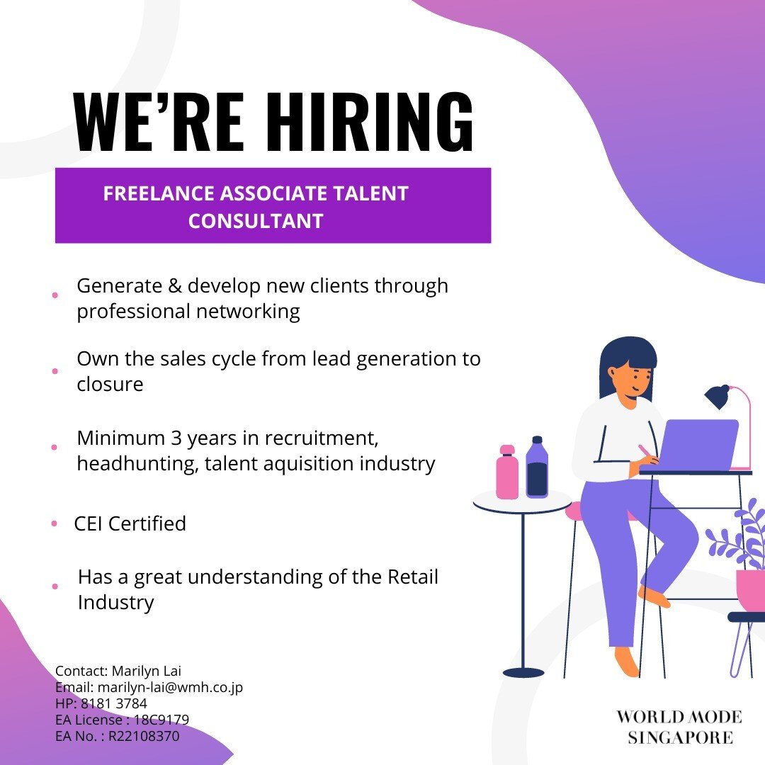 Are you looking for a career that makes a real impact? Calling all recruitment champions! We&rsquo;re looking for freelance talent consultants to join our team. Let&rsquo;s revolutionize the way companies hire. Set up an account on MyBrands.SG now, u