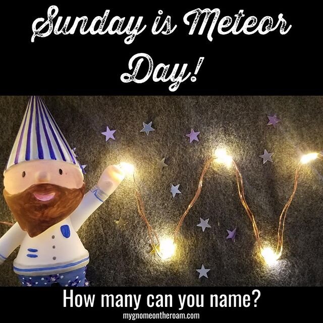 This weekend is Meteor Day! How many can you name? ⠀
⠀
#MyGnomeOnTheRoam #space⠀
⠀
#familyfun #familylife #qualitytime #momlife #dadlife #parentinglife #siblings #kids ⠀
#creativity #imagination #explore #DIY #crafty #adventures⠀
#montessori #homesch