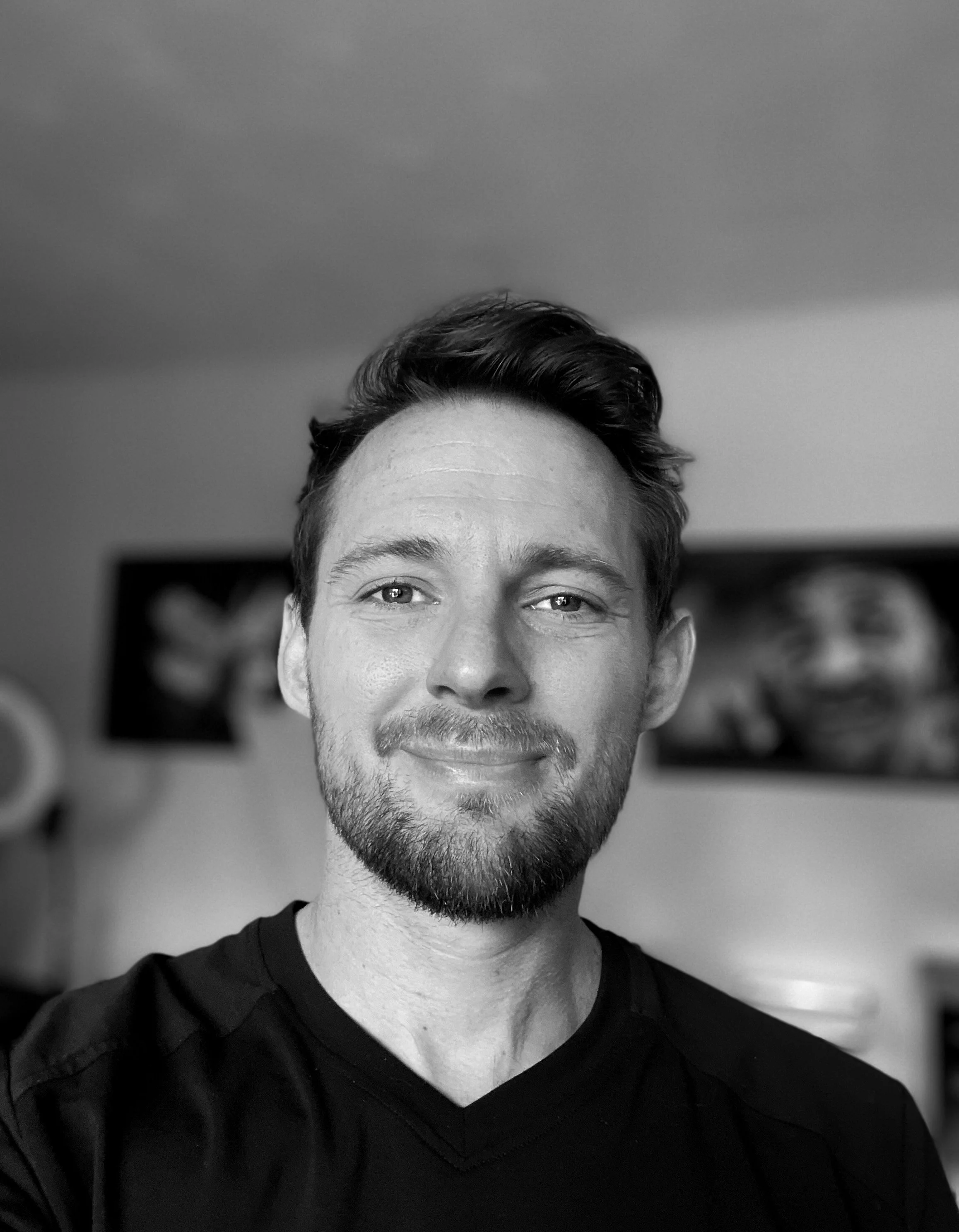 Black and white portrait of Zig, a tattoo artist based in Denver, Colorado.