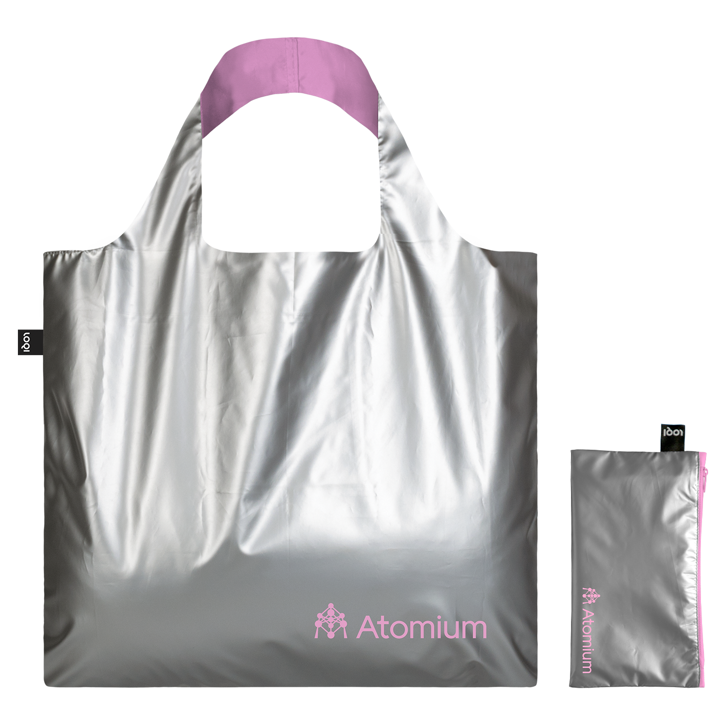 Atomium Metallic Silver Bag with Zip Pocket - Bubble Pink