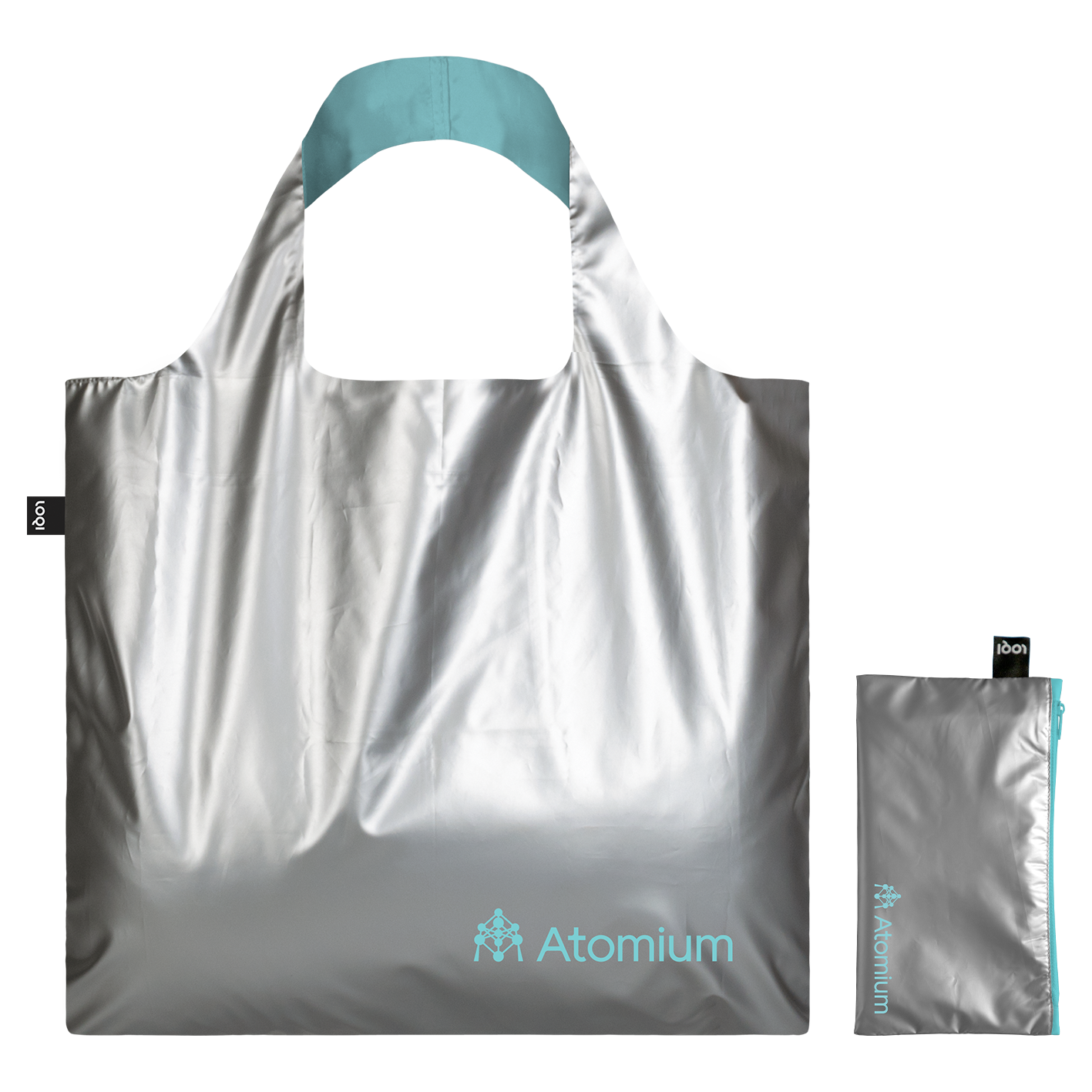 Atomium Metallic Silver Bag with Zip Pocket - Atomic Green