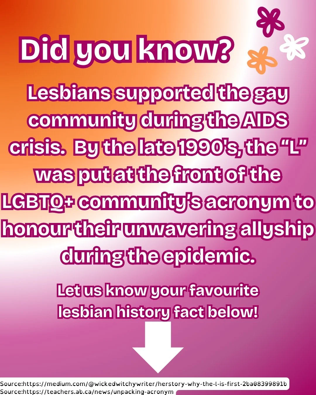 Did you know the acronym used to be GLBT? Many queer historians and activists believe that alongside the feminist movement, the &ldquo;L&rdquo; was moved to the front of the LGBT acronym because of the lesbian community&rsquo;s support during the AID