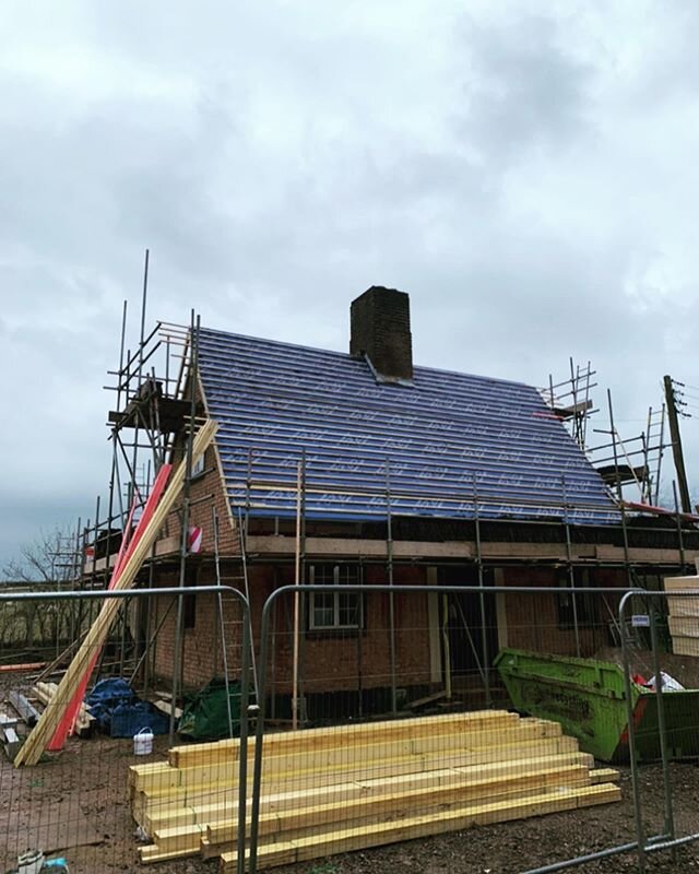 Next project underway, 
100+ year old Dreadnought Staffordshire blue tile, strip and reroof with an extension out the back using matching reclaimed tiles and new dreadnought fittings plus a chimney repoint.

It&rsquo;s a pleasure to work with these g