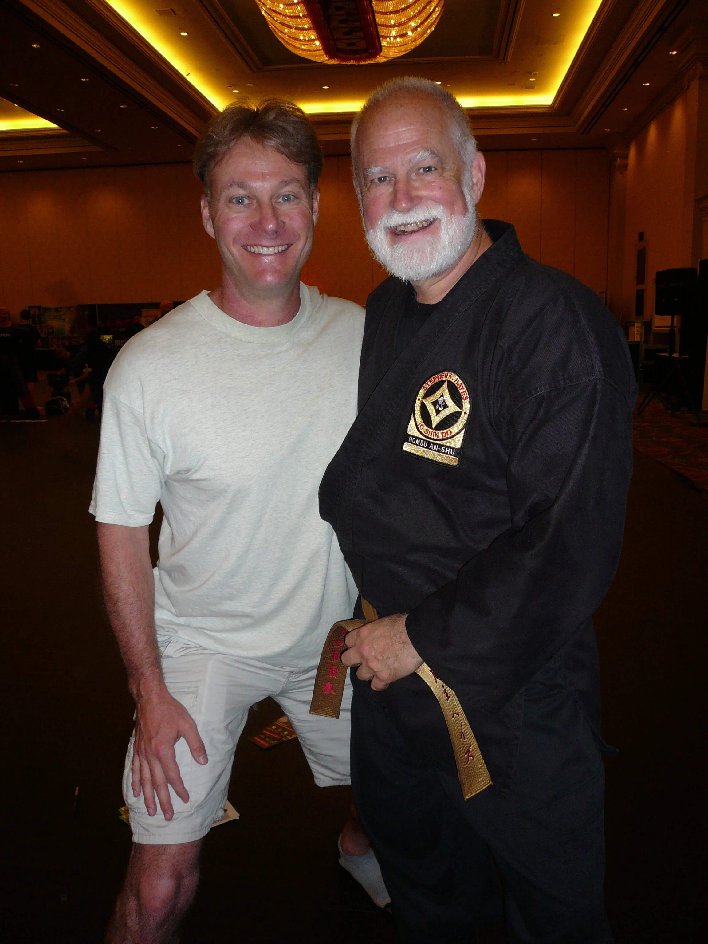 Stephen Hayes (founder of To-Shin Do, and Ninjitsu master) and Sifu Kelly pose in a picture together.