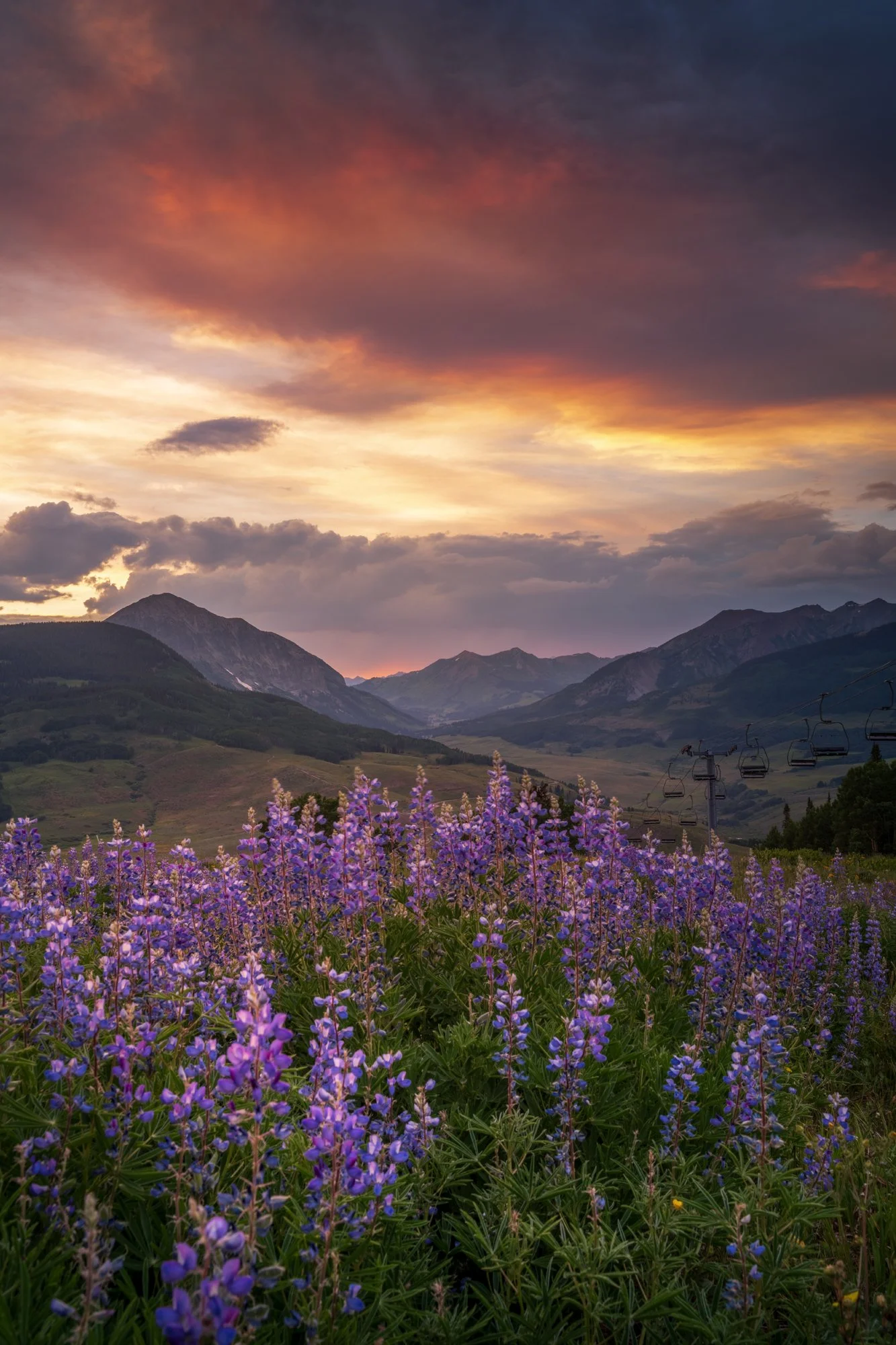 Sunset in Crested Butte, CO during the annual wildflower festival