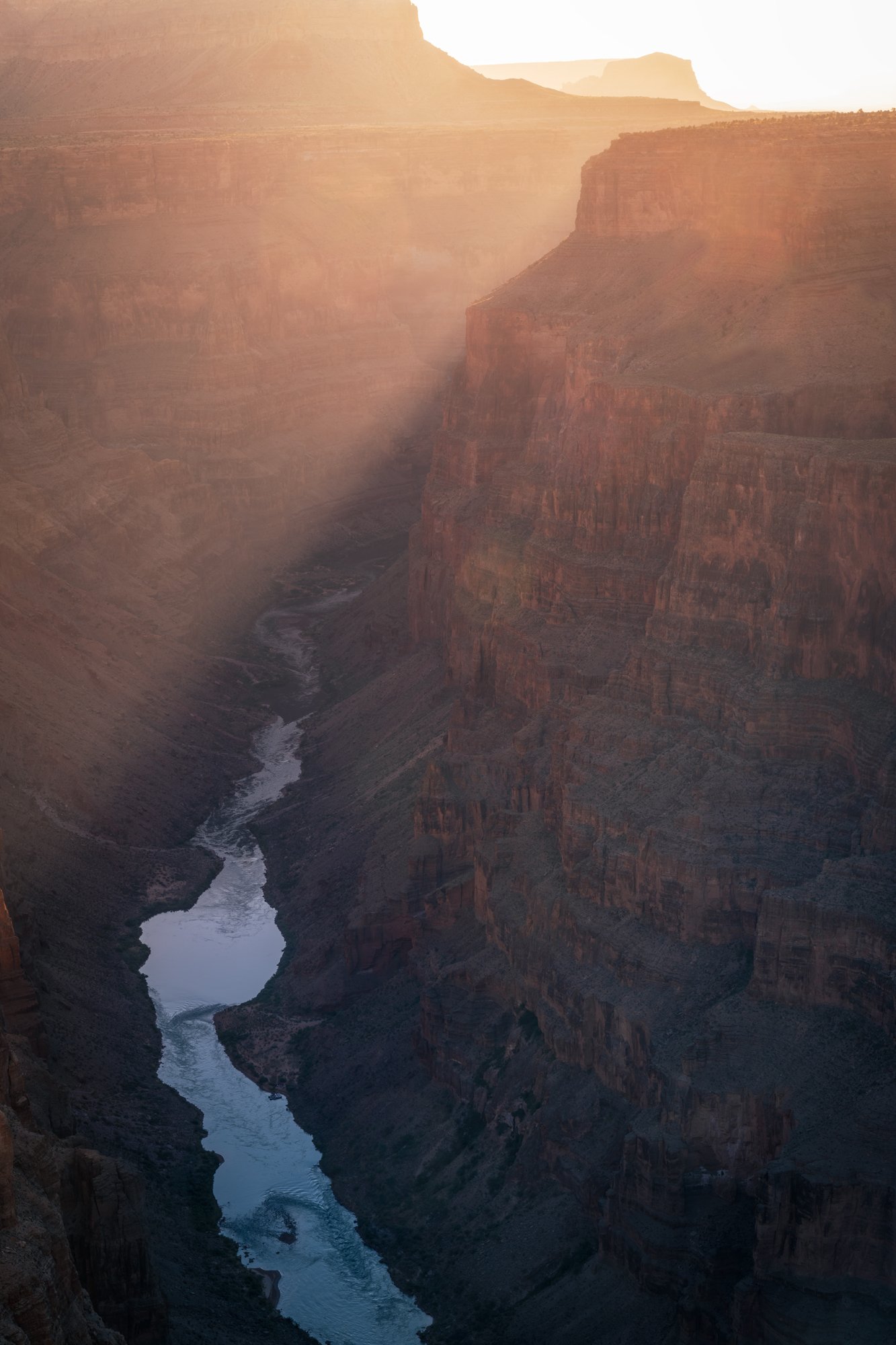 Morning light falling into the Grand Canyon at Toroweap Lookout