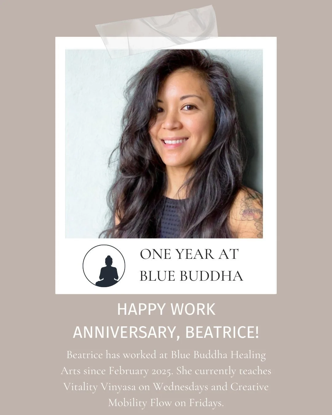 Happy ONE YEAR at Blue Buddha to Beatrice!! So grateful to have you on the team - thank you for all you do! 🩵🥳✨

@wabea_sabea