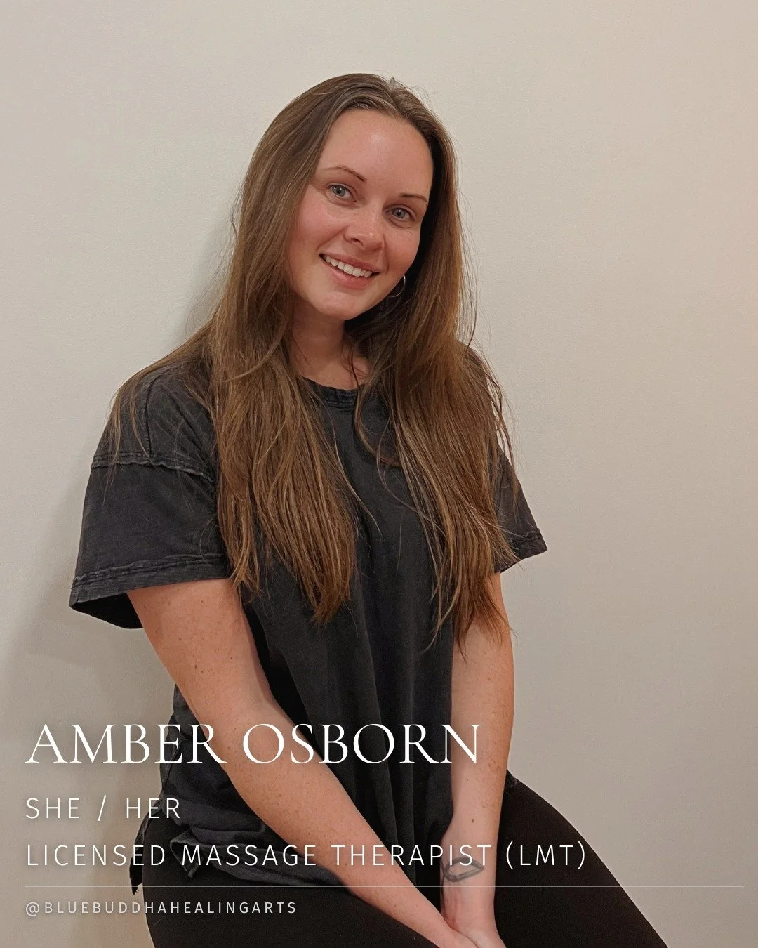 it's  W O R K P L A C E  W E D N E S D A Y 🩵

Today we're featuring Amber Osborn - one of our awesome Licensed Massage Therapists (LMTs), Master Ashiatsu Practitioners, and our Operations &amp; Growth Strategist! 

Amber worked for Blue Buddha years
