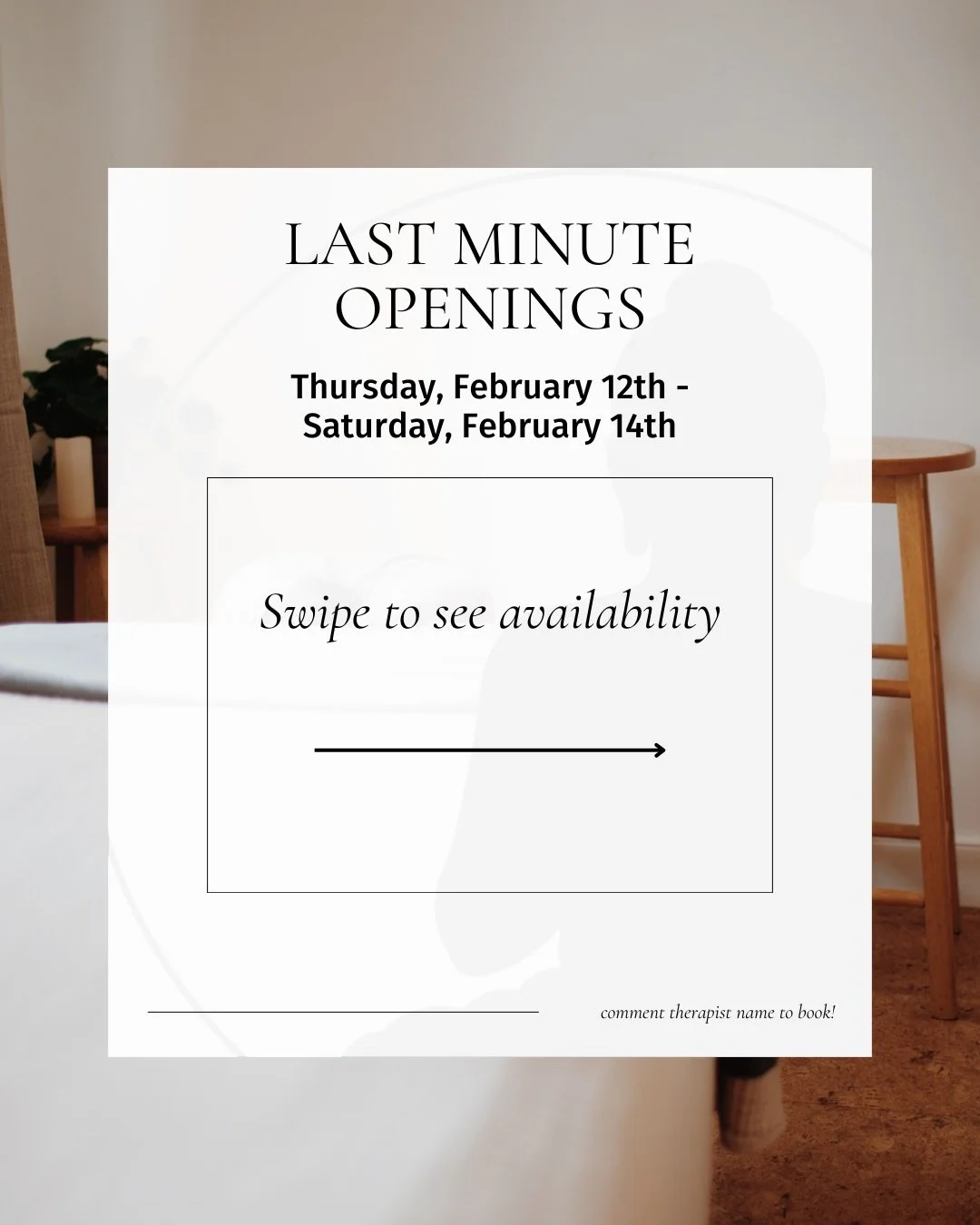 Comment therapist name for the link to book with them! (Ex: &ldquo;TISH&rdquo;) 💘💆