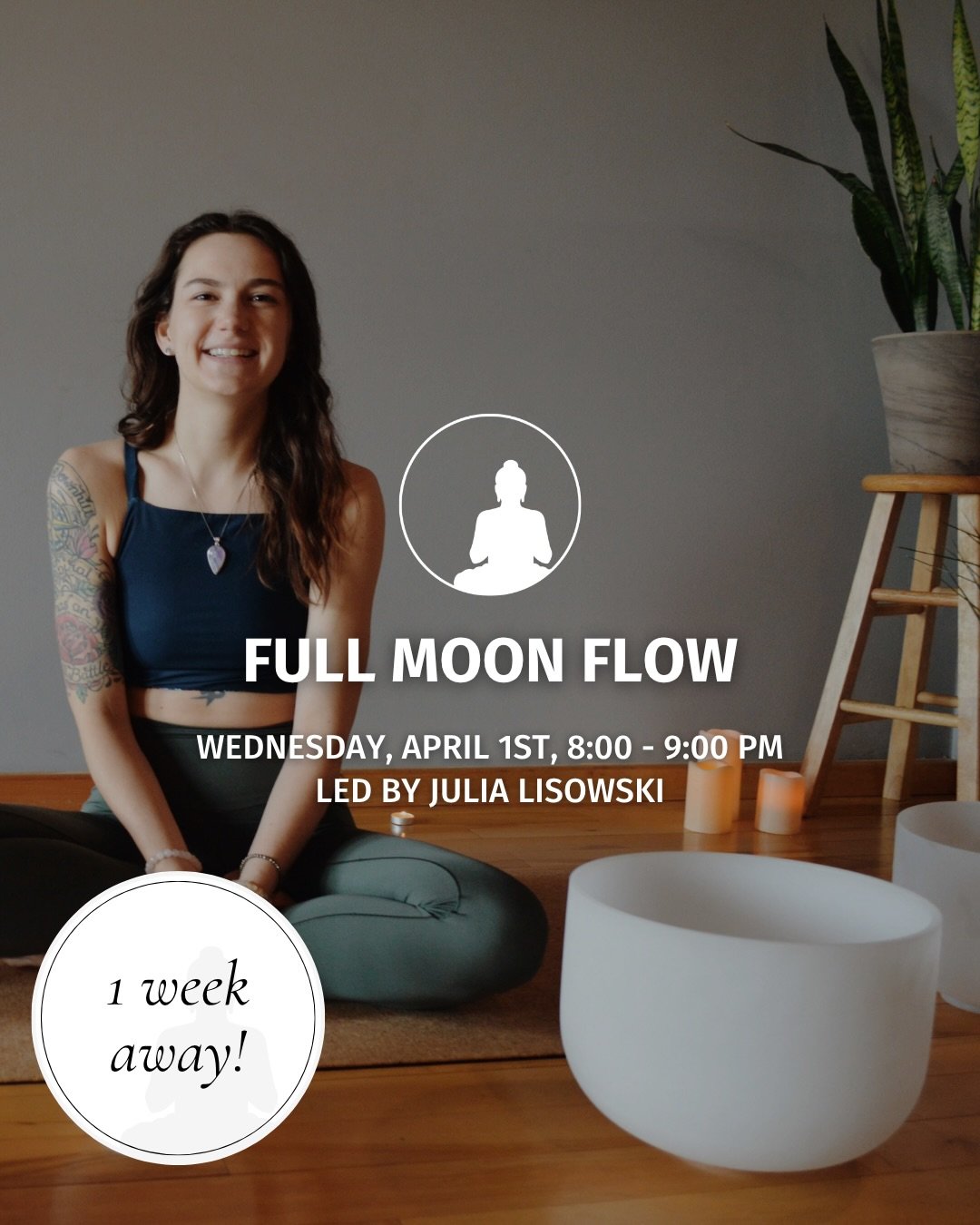 One week away from our next full moon yoga flow - comment WORKSHOP to grab your spot 🌕 💛