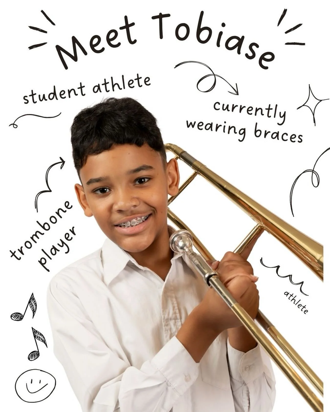 Meet our January Featured Patient: Tobiase! This kid does it all, all while rocking his braces! #orthodontics #bracesrock #straightteeth #students