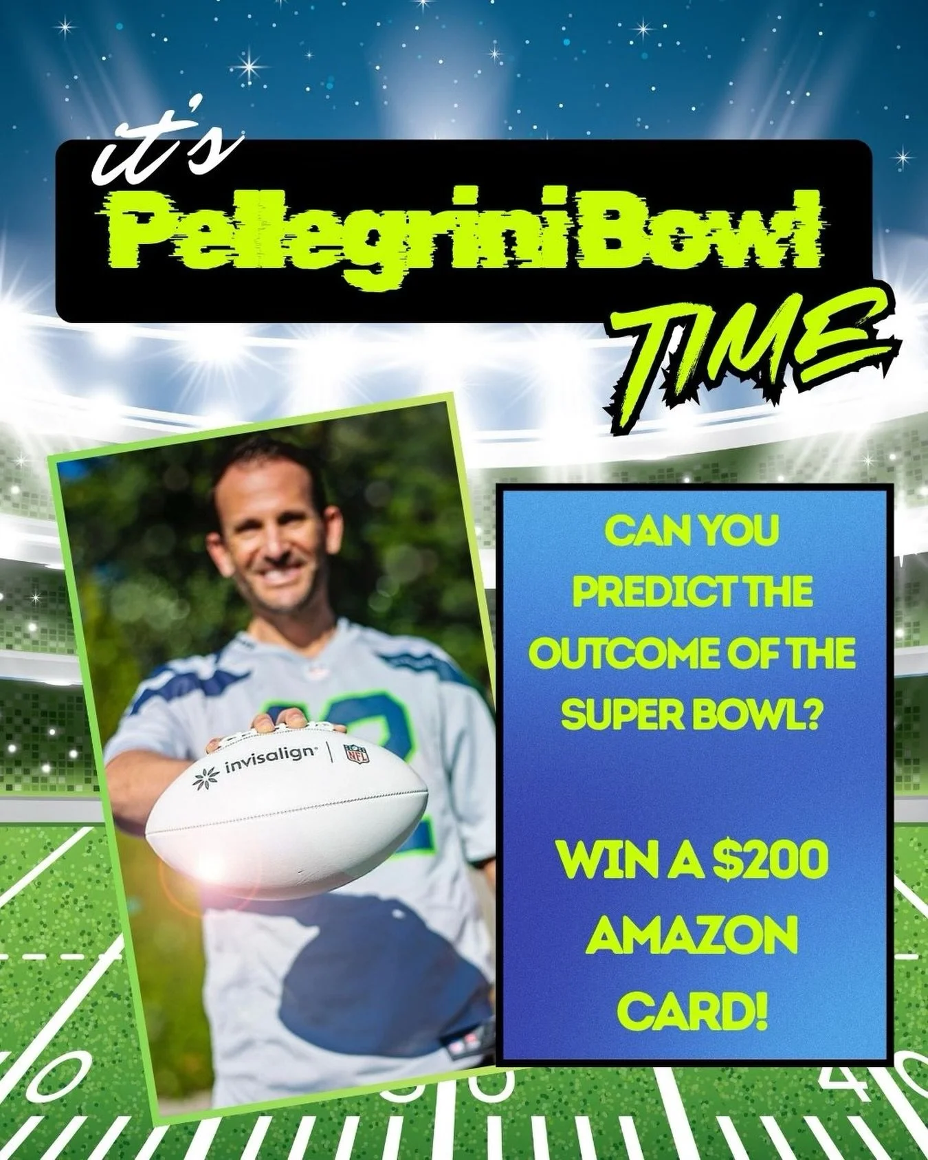 The Seahawks are going to the Super Bowl and we couldn&rsquo;t be more excited! Our 13th annual Pellegrini Bowl Contest will be extra fun this year! 

We invite ALL current patients and members of the dental community to test their football knowledge