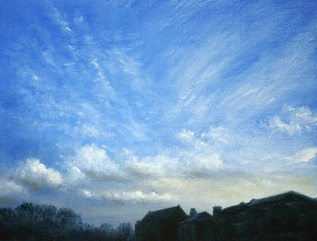 &ldquo;The sky is an infinite movie to me. I never get tired of looking at what&rsquo;s happening up there.&rdquo; &ndash; K. D. Lang🕊 .
.
.
&lsquo;Soft Sunset over Downside&rsquo; 17cm x 22cm, oil on canvas, now on sale for &pound;200 as part of #a