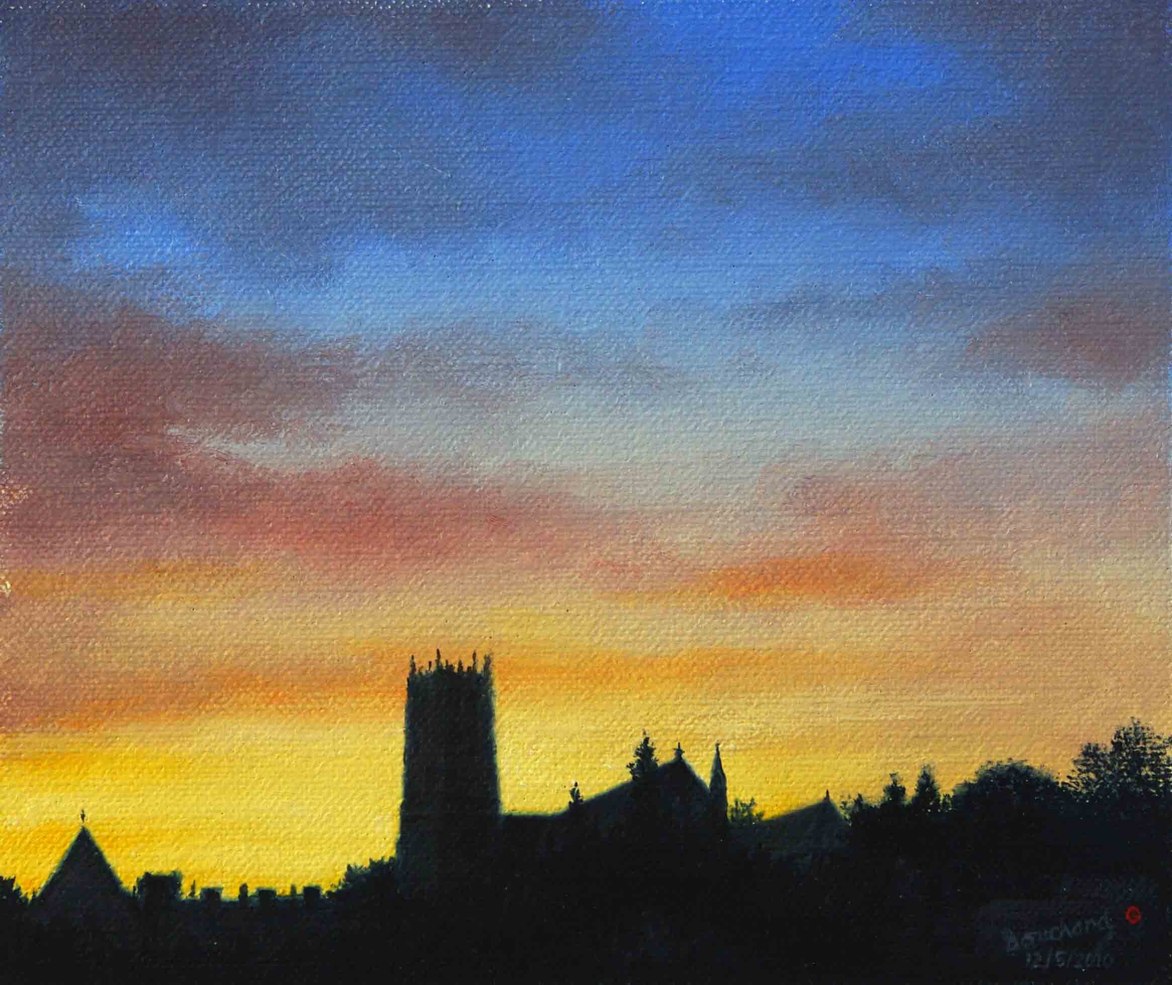 Dusk over Downside Abbey