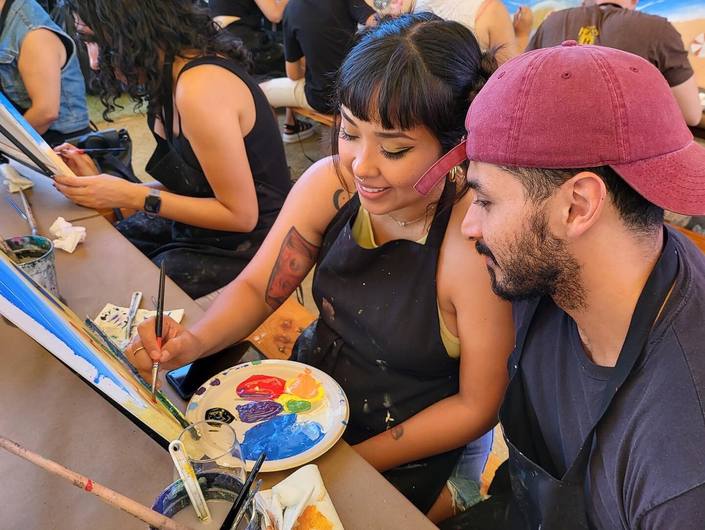 Our very first event at @steelcraft Bellflower! We absolutely loved the atmosphere and had so much fun painting with all of you! We already can&rsquo;t wait to come back! #bestofla #bestoflosangeles #brushstrokesandbevs #brushstrokesandbeverages #art