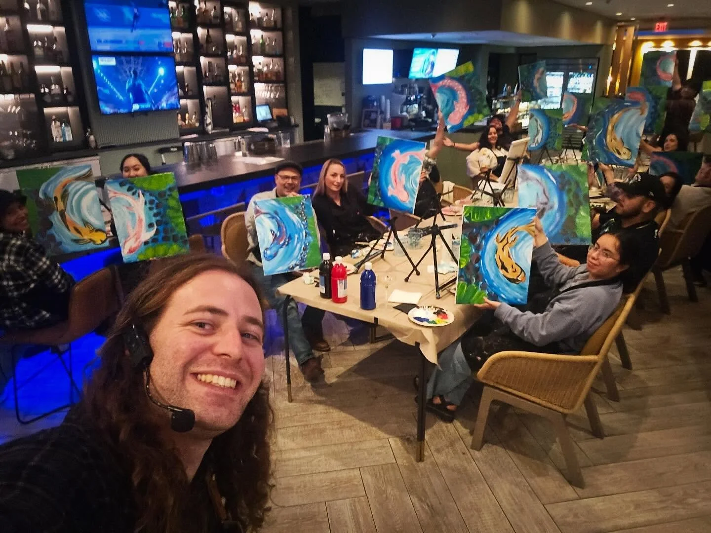 We had a blast painting &ldquo;Koi Love&rdquo; and celebrating Valentine&rsquo;s Day with all of you at @hyattcentriclb !! Instructed by @doingartgood - don&rsquo;t miss the next one on 2/27 painting &ldquo;California Poppies&rdquo;! #artandwine #art