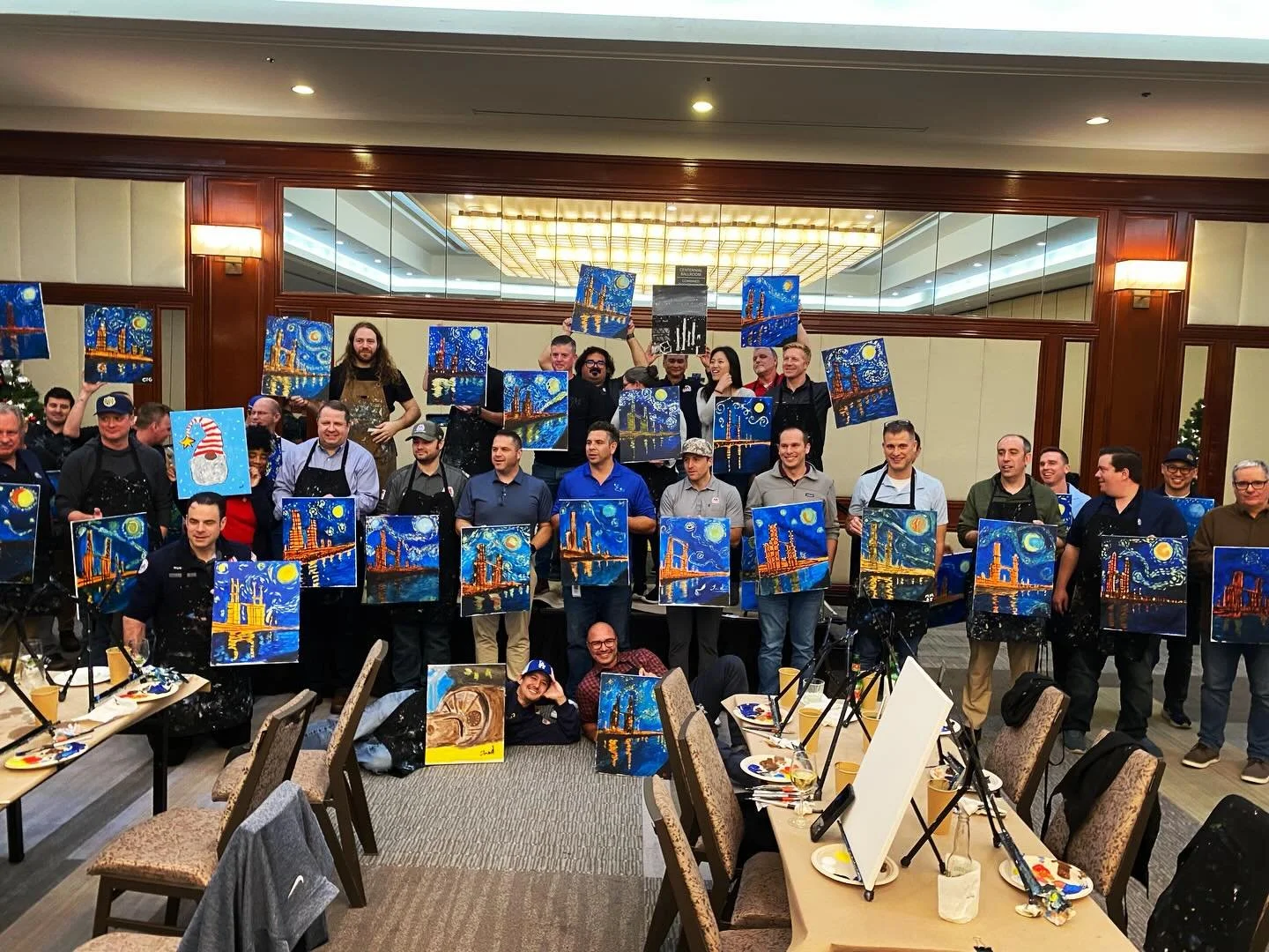 We do private events, big and small! This was a big event we had for @marathonpetroleum at The Westin! Instructed by @doingartgood - We customized a &ldquo;Starry Night&rdquo; version of their refinery and it turned out great! With at least two weeks