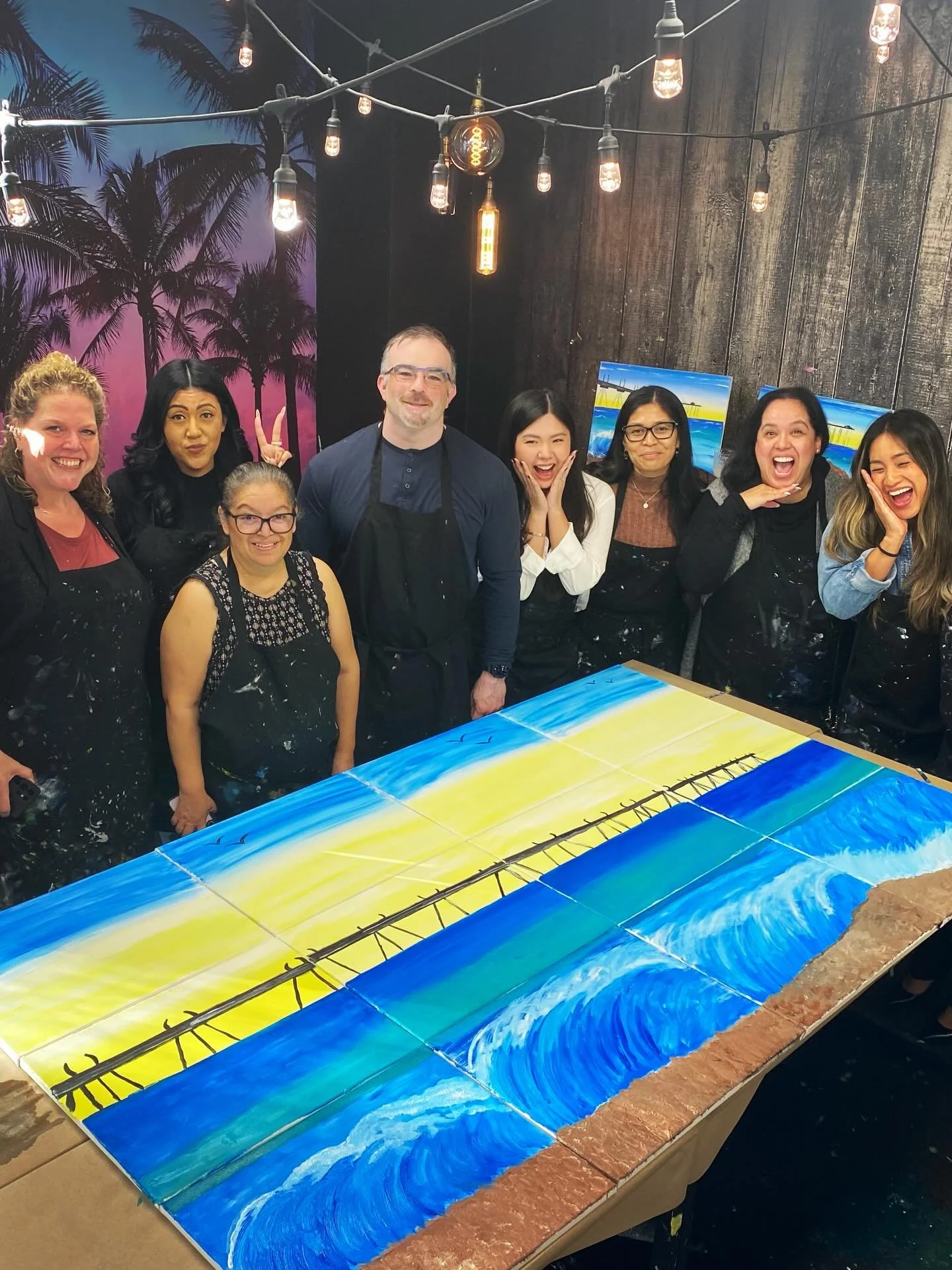 Last year we had a team building who created one large painting of &ldquo;Belmont Pier&rdquo; for their office wall! Created using 12 canvases that come together as one. Each person paints a portion of the painting. This is a fun twist on a team buil