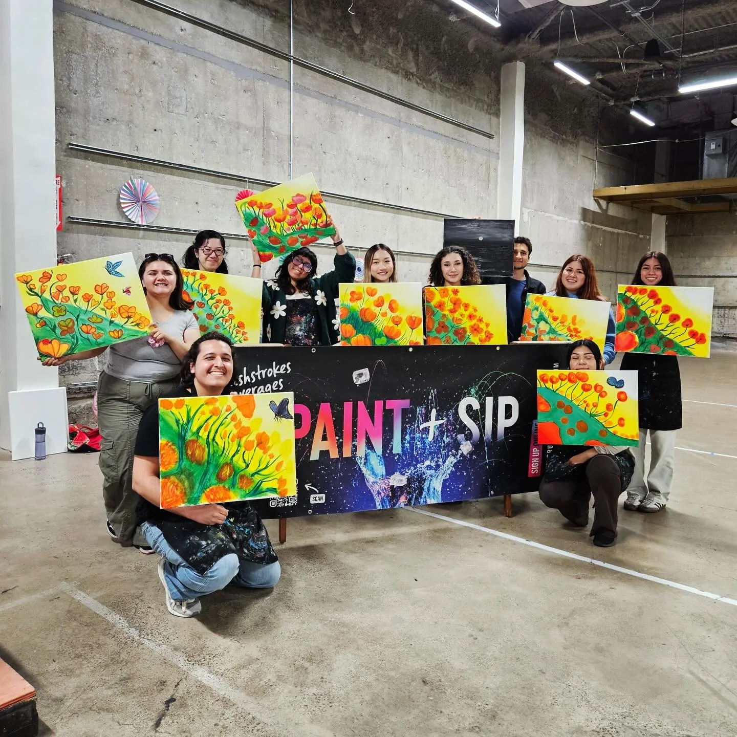 Another great event with @csulbasi instructed by @artwithkir and @ivanzunoart !! We had so much fun! This one was located at @sportsbasementsocal - what an amazing space! Thank you for having us! #painting #paintandsip #paintparty #longbeach #csulb