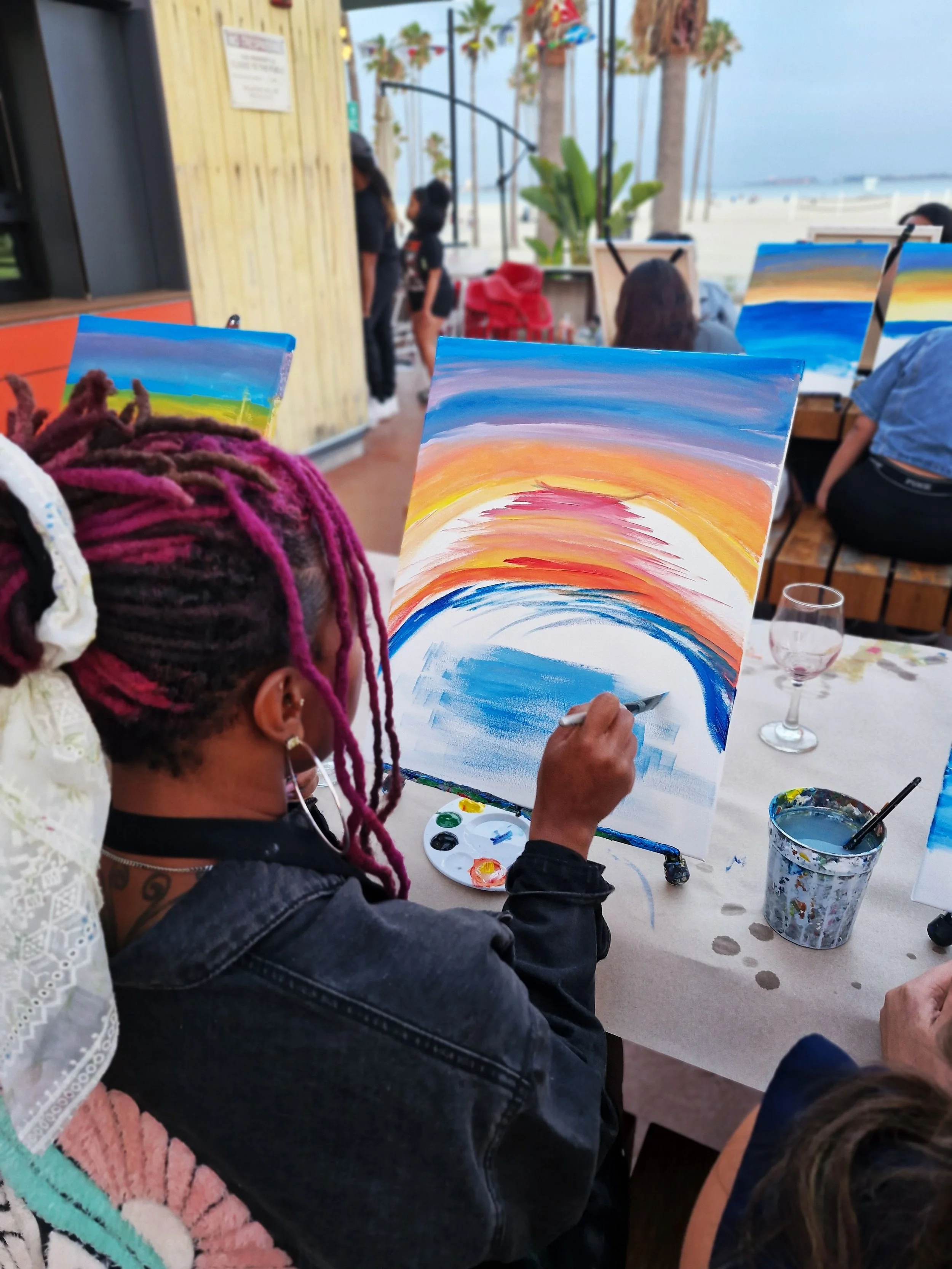We can&rsquo;t wait to be back at @gauchobeach !! Such a beautiful setting and delicious beverages and food. Don&rsquo;t miss the next one on 7/30 painting fireflies! Now only $30 per person, sign up at the website! #artandwine #artandcocktails #pain
