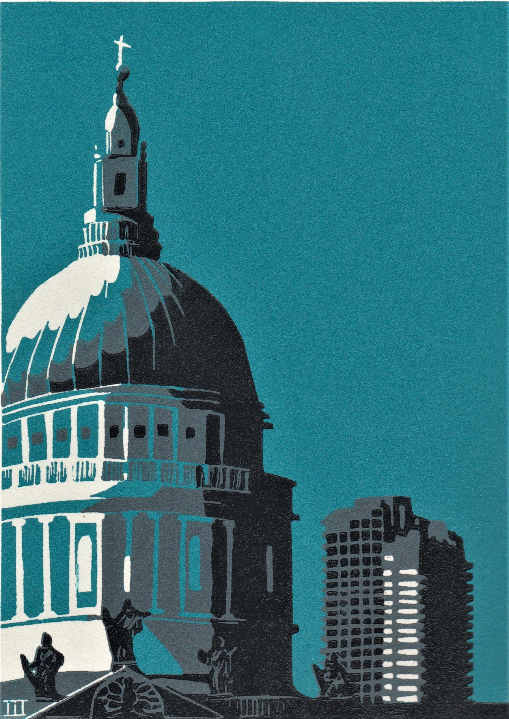 (Jennie Ing) St Paul's Cathedral with Barbican (teal).jpg