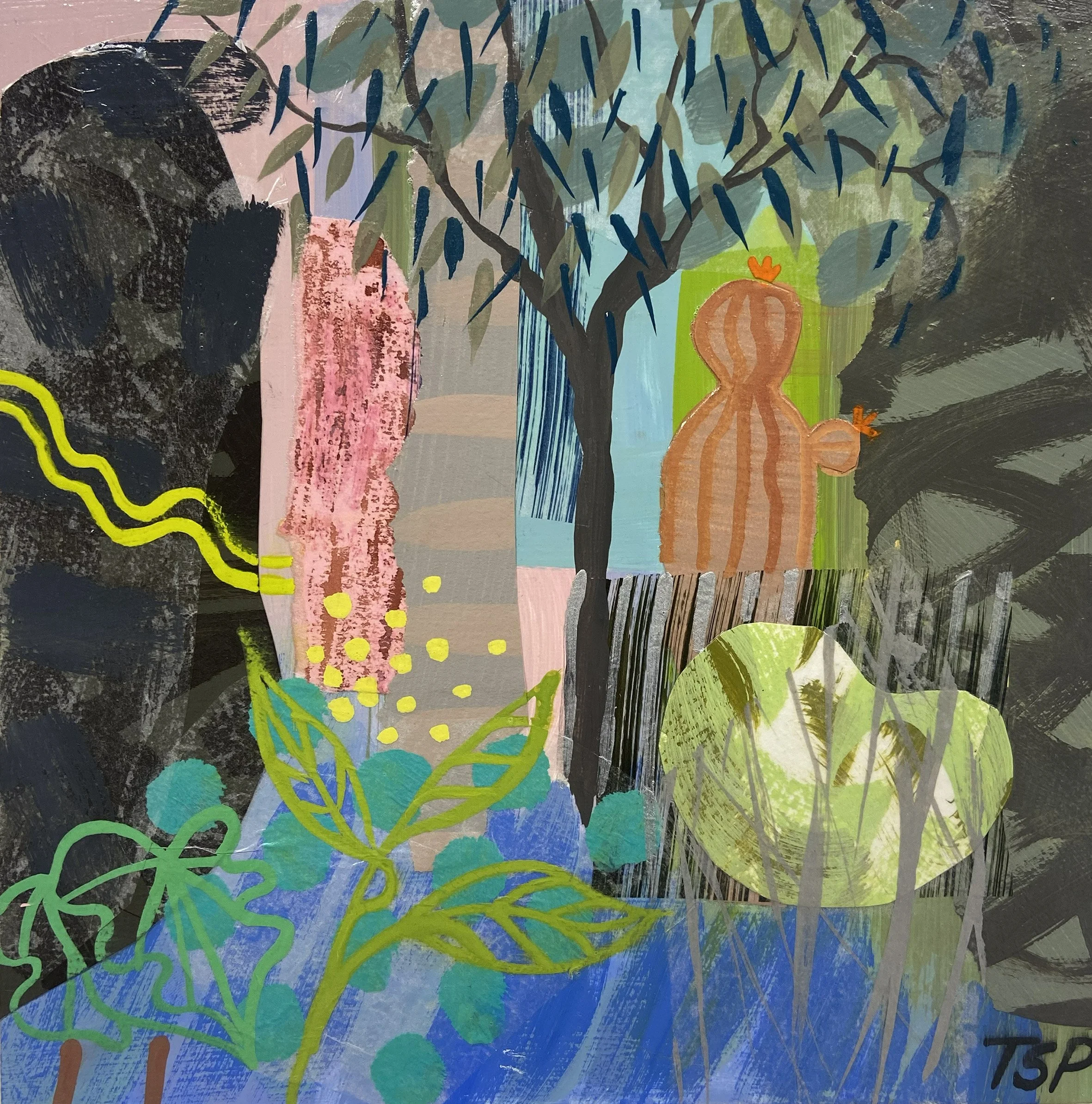 Magic Cactus Garden 3 gouache with collage on panel 25x25cm.jpg