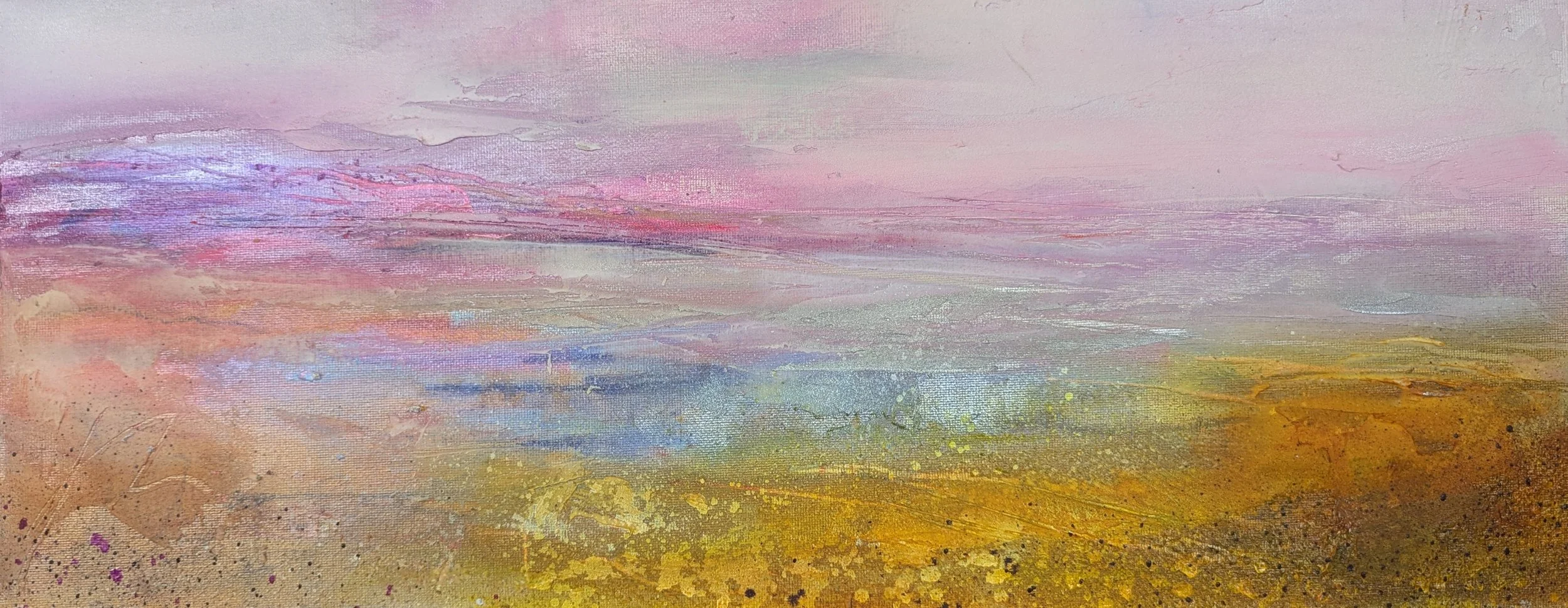 Distant Pink Peaks, 20x50 framed.jpg