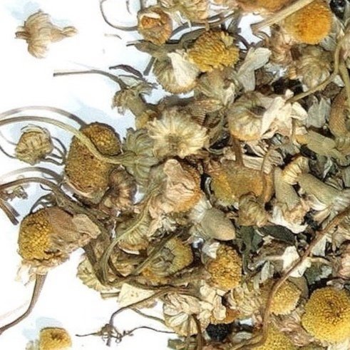 Close Up Strange Makes Tummy Love loose leaf tea on a white surface, a soothing herbal blend designed to support digestion, gut health, and overall wellness.