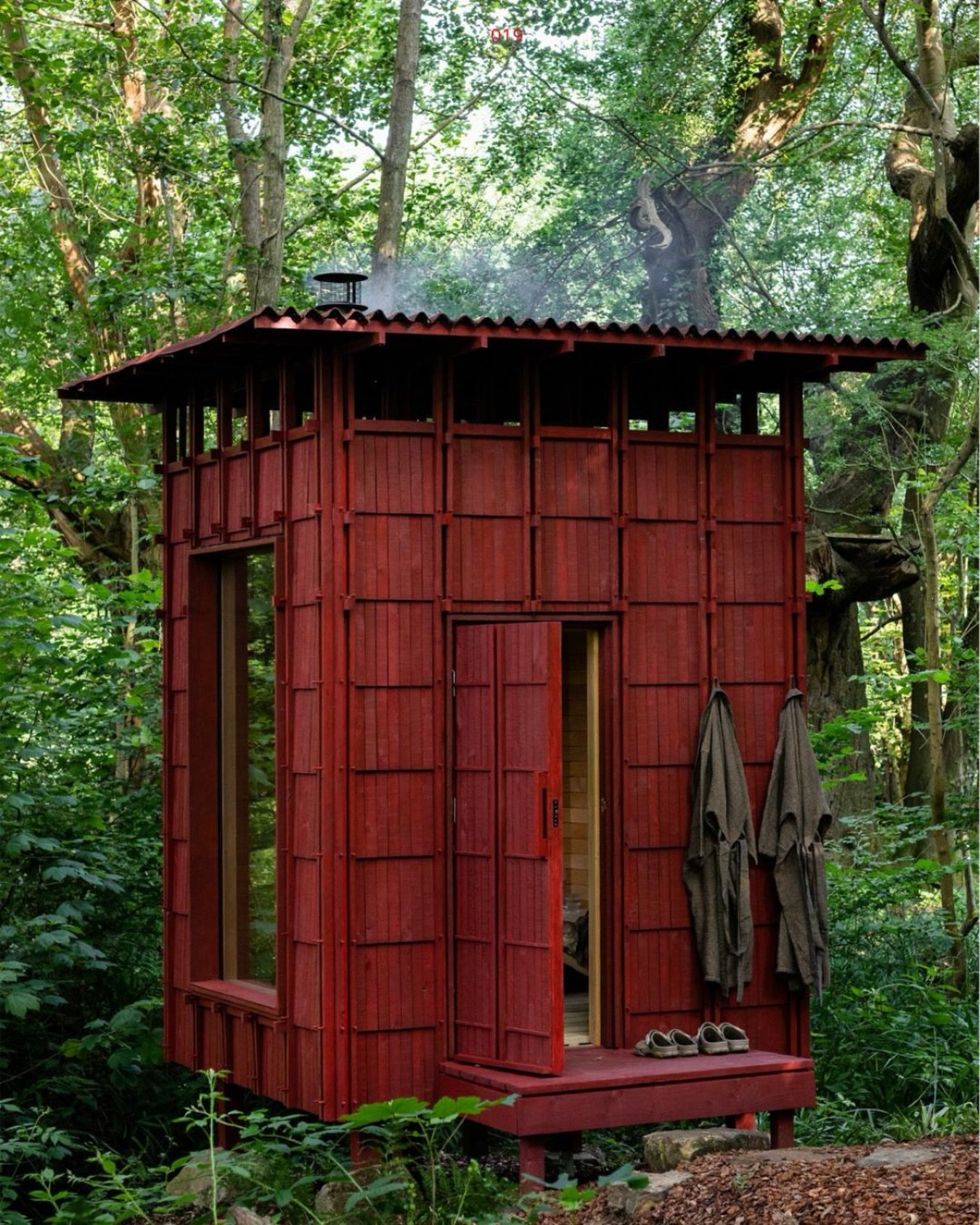 Built from locally sourced timber, the Drying Shed Sauna at Architects Holiday takes cues from traditional agricultural drying structures, where heat and airflow were used to cure crops and timber over time.

Carried through into sauna culture, where