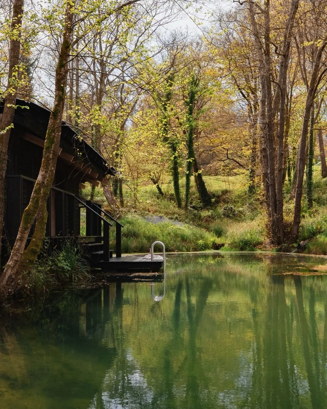 Set on a natural spring-fed lake, Yogi&rsquo;s Cabin has wild swimming at its heart. 

With a private deck from the living space and yoga studio stepping directly to the water&rsquo;s edge.

Perfect for a morning swim, an afternoon dip, or just enjoy