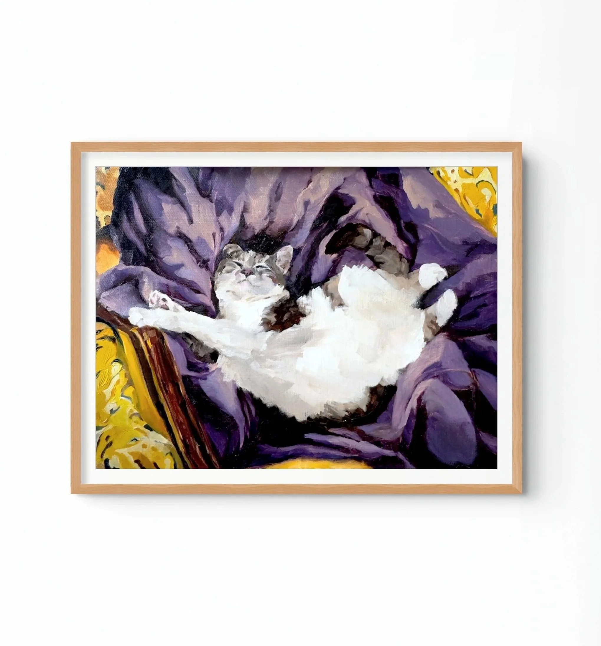 Fine Art Print | Sleeping Cat on a Purple Blanket
