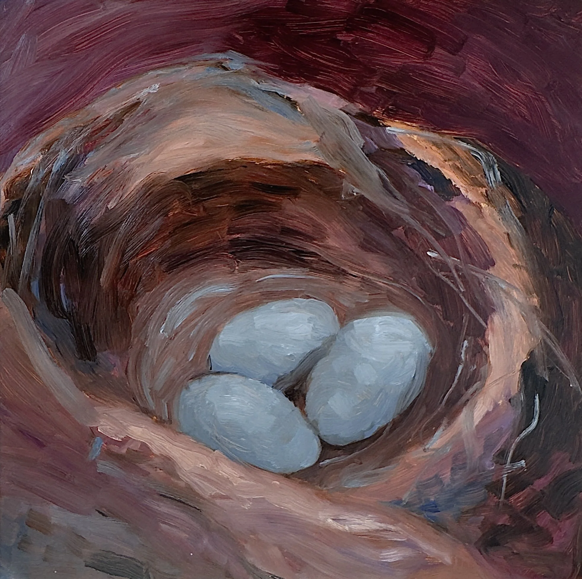 Eggs in a Basket, 2025, oil on gesso board, 10x10