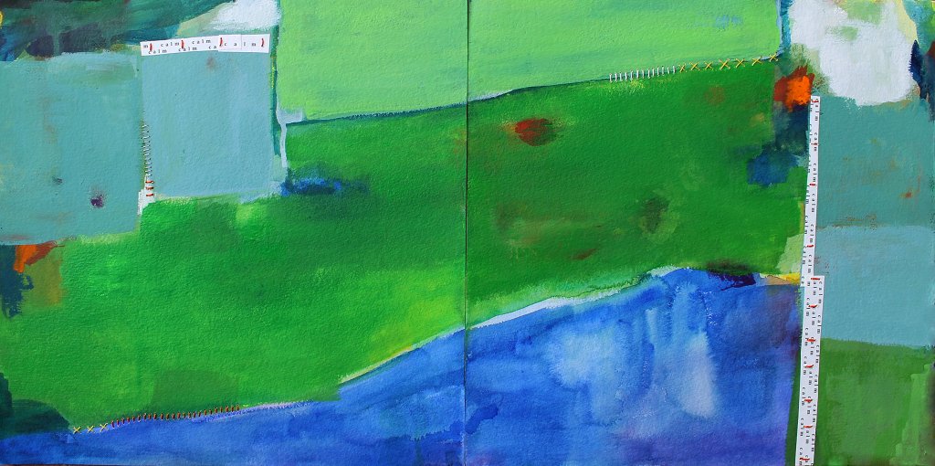 Calm, 56"x25", watercolor and mixed media on paper