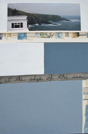 sold, edge of the sea, photo & mixed media on panel, 12"x20"