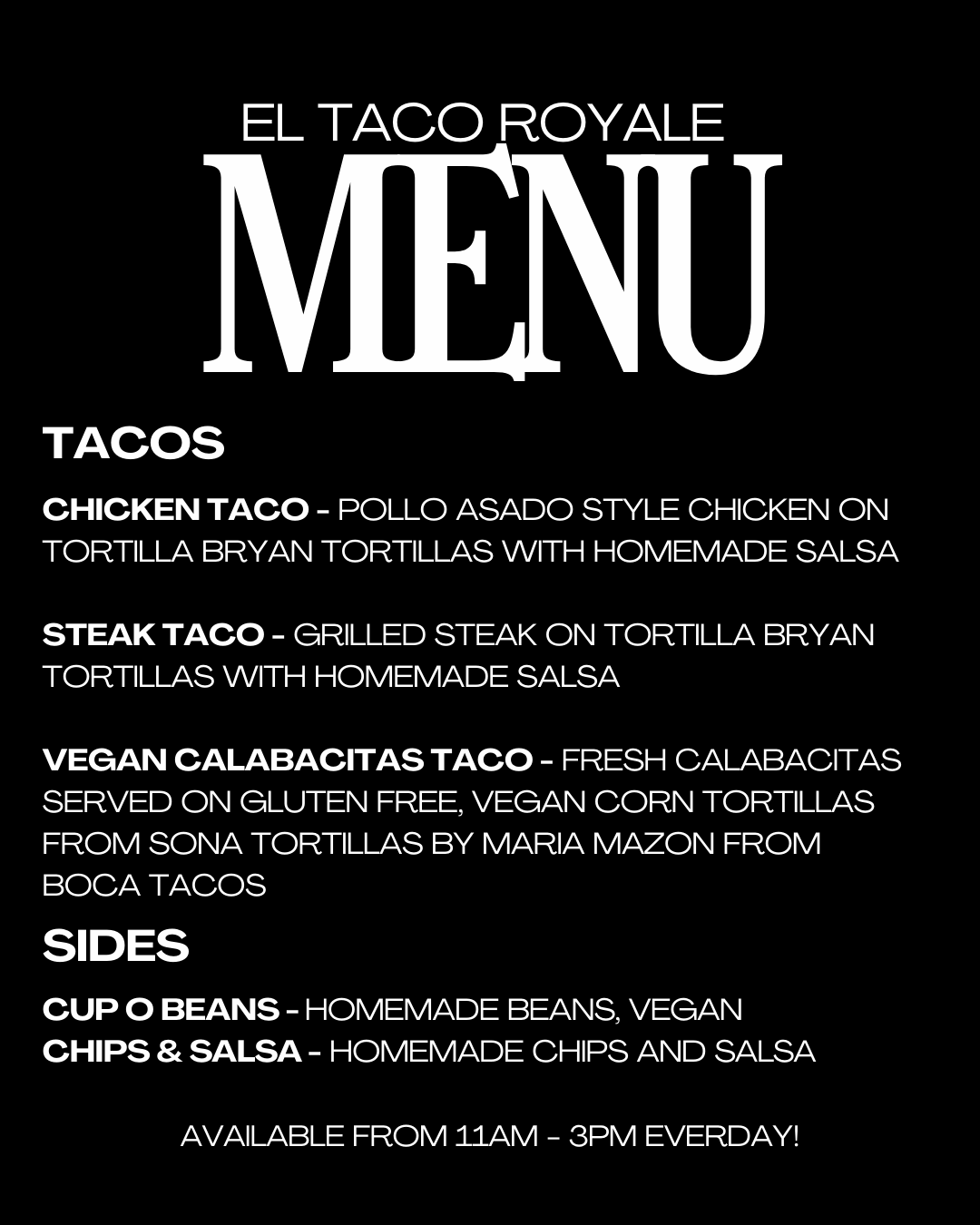 El Taco Royale Menu