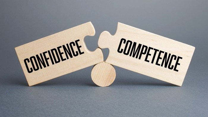 puzzle pieces disconnected which say confidence and competence
