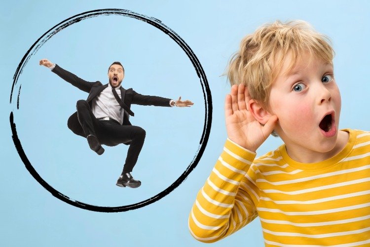 kid listening to a person fall